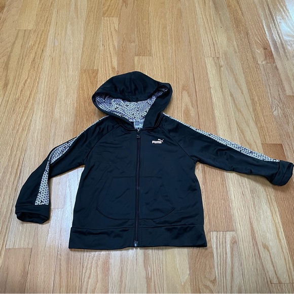 Puma light pink/black matching suit with zip up hooded top & thin leggings 24mos - Picture 3 of 13